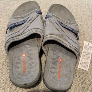 Merrell NWT size 5 womens sandals, gray with blue trim